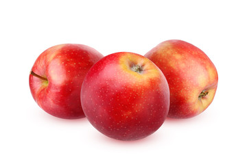 Fototapeta na wymiar Three red whole Apple on a white background.