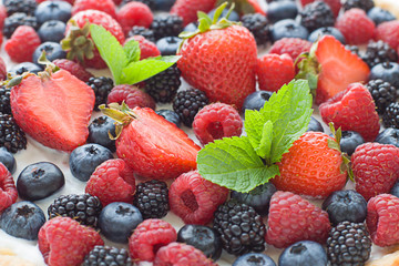 Berries with mint close up
