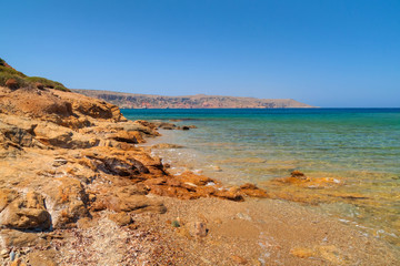 Fototapeta na wymiar Beautiful rocky Vai beach on Crete, Greece