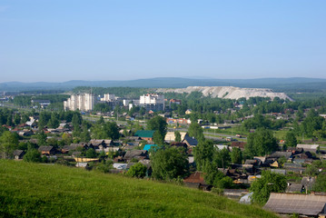 The view of the city, the Ural mountains, Chernoistochinskoe highway, Gorbunovskiy opencast mine, Nizhny Tagil, Sverdlovsk region, Russian Federation