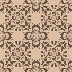 Seamless brown pattern with wallpaper ornaments