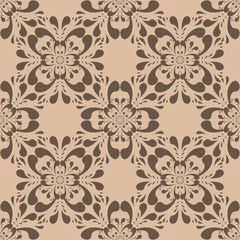 Gordijnen Seamless brown pattern with wallpaper ornaments © Liudmyla