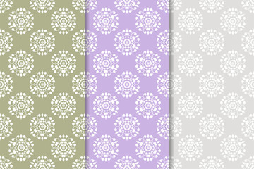 Colored set of floral ornaments. Seamless patterns