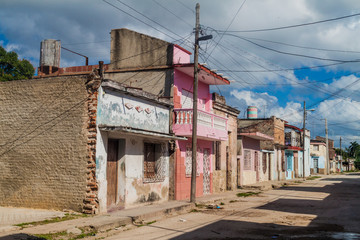 Fototapeta na wymiar Colorful houses in Camaguey, Cuba