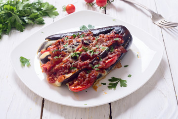 Baked eggplant with tomato