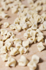 Turkish Ravioli with yogurt and tomato sauce . Plates of traditional Turkish food. 