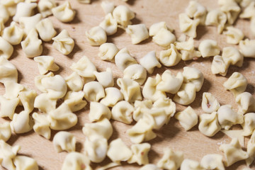 Turkish Ravioli with yogurt and tomato sauce . Plates of traditional Turkish food. 