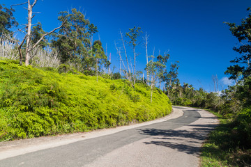 Road to La Gran Piedra (Big Rock) in Sierra Maestra mountain range near Santiago de Cuba, Cuba