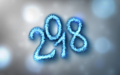 Fototapeta premium 2018 year background, glowing numbers, Vector design.