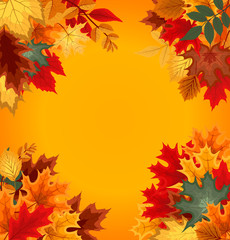 Naklejka na ściany i meble Abstract Vector Illustration Background with Falling Autumn Leaves