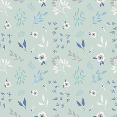Cute floral pattern with flowers and leaf. Vector seamless print. - 168665593