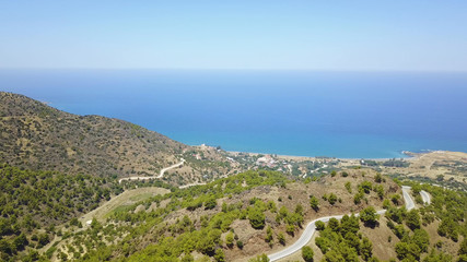 Fototapeta na wymiar Mountain landscape. Island of cyprus Cedar Valley. The flight is high in the sky