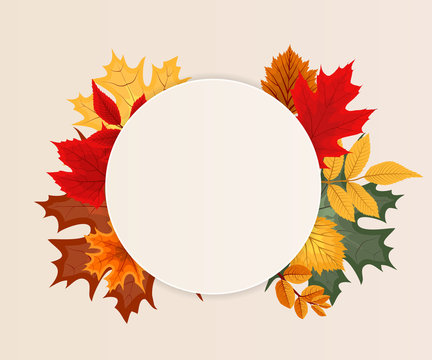 Abstract Vector Illustration Background with Falling Autumn Leav