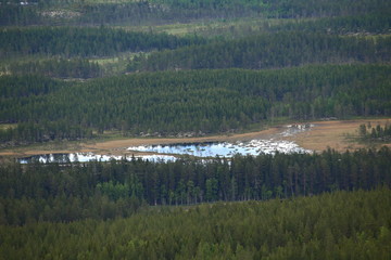 Idyllic lakes in Dalarna, Sweden, seen from Gaellkleven