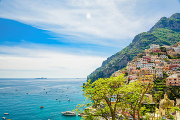 beautiful view on town Positano on Amalfi coast, Campania, Italy