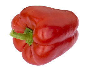 close up perfect red sweet pepper cut of isolated on white background