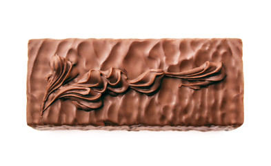 Chocolate bar. Top view isolated on white