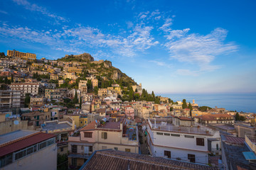 Panoramic view on the pictoresque town of Taormina, Sicily, Italy