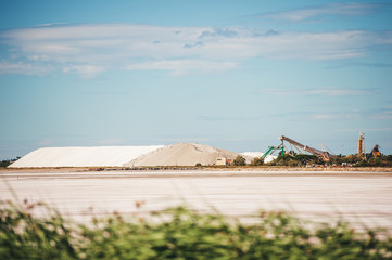 Aigues-Mortes, Salins du Midi, colorful landscape with salt marshes