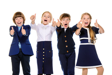 cheerful school children
