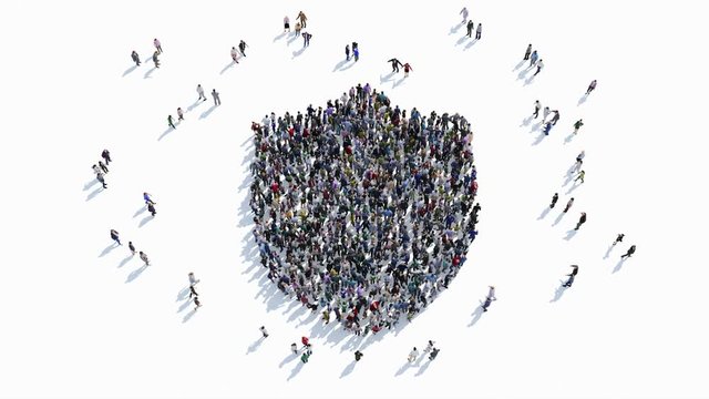 people shape of a Shield , protection sign.