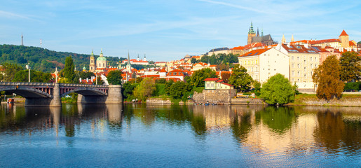 Fototapeta na wymiar Prague Castle. View from Manes Bridge in Prague, Czech Republic.