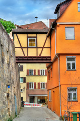 Fototapeta na wymiar Typical half-timbered houses in Tubingen - Baden Wurttemberg, Germany