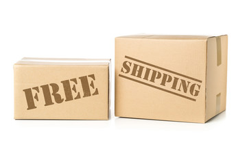 Two carton parcels with Free Shipping imprint