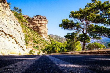Layered rock formation on the Mediterranean island Crete