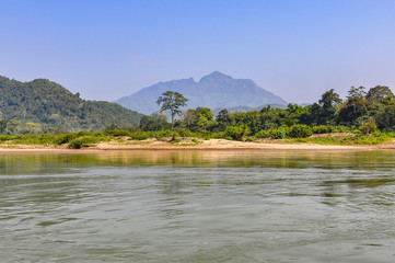 Riverside landscape in the Nam Ou River, Laos