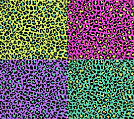 Set of four seamless leopard patterns