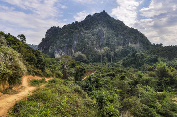 Fototapeta na wymiar Rural landscape in Muang Ngoi, Laos