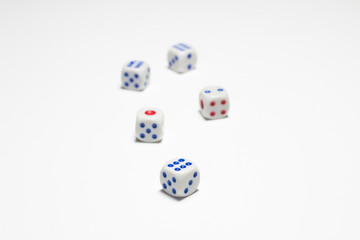 close-up view of dices on isolated background