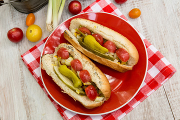 Fototapeta premium Chicago Style Hot Dogs Picnic Cookout