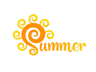 Summer. Vector lettering with sun
