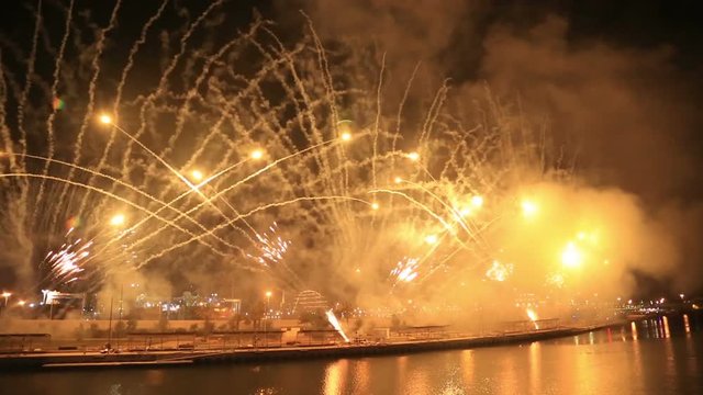 Fireworks at Valencia harbour, Spain