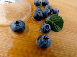 Blueberries isolated on a wooden board