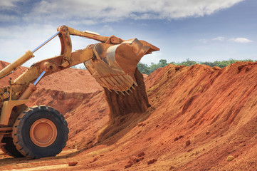 one bulldozer at Weipa bauxite mine