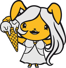 eis creme waffel kugeln sommer lecker hunger naschen schlecken girl sexy schön mädchen frau weiblich hübsch freundlich begrüßen kaninchen hase klein süß niedlich glücklich