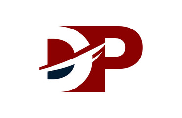 DP Red Negative Space Square Swoosh Letter Logo