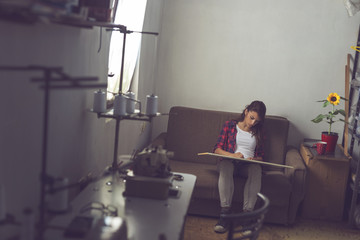 Sketching new dress designs