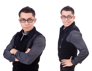 A young man wearing suit isolated on white
