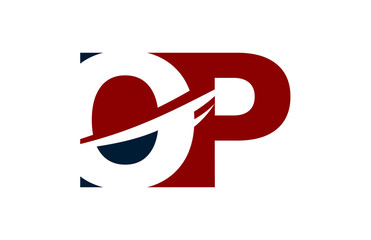 OP Red Negative Space Square Swoosh Letter Logo