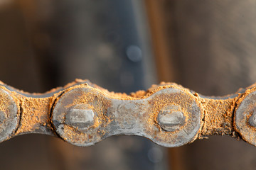 Mud dirty mountain bike chain details