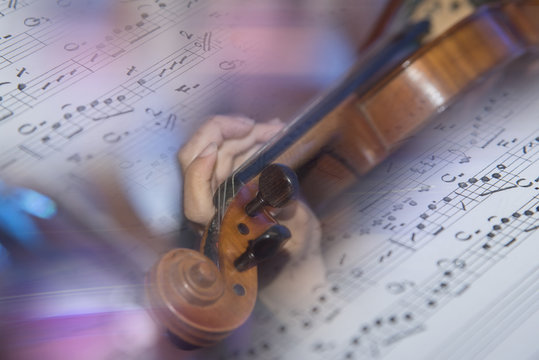 Abstract background created by violin and note music