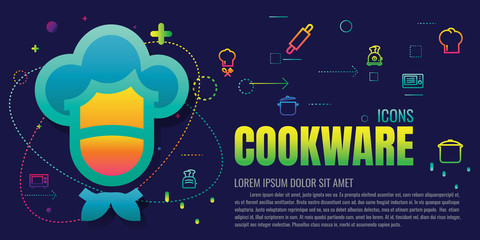 icon. Cookware. modern design. vector illustration colorful on blue background. logo. symbol