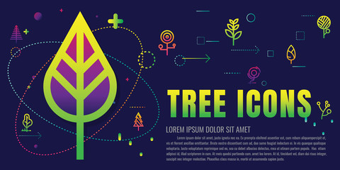 icon. tree. modern design. vector illustration colorful on blue background. logo. symbol