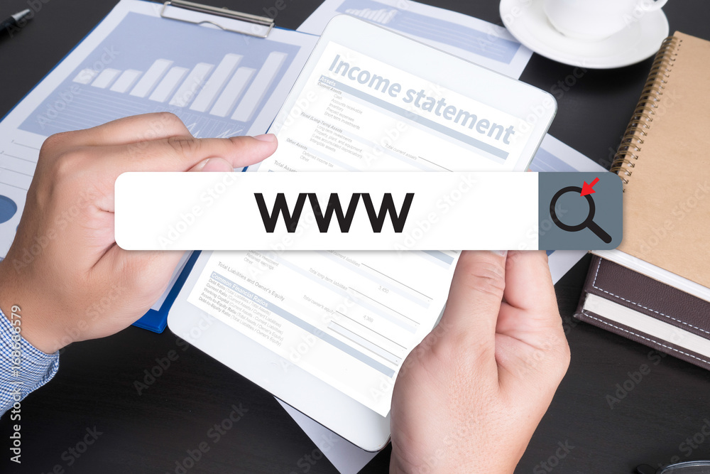 Poster www website online internet web page computer browser connection network concept to use www