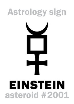 Astrology Alphabet: EINSTEIN, asteroid #2001. Hieroglyphics character sign (single symbol).