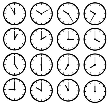 Set Icon Black Clock Face